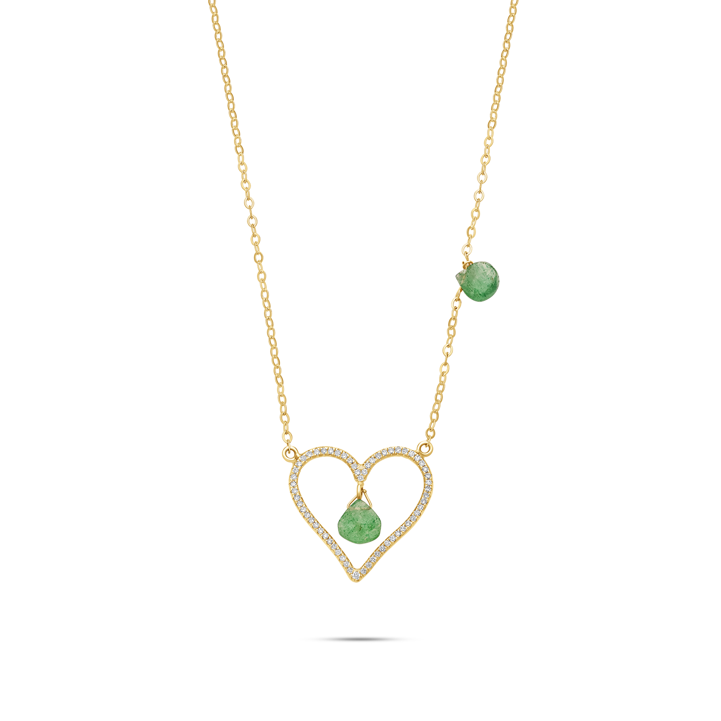 Diamanti Collection 18K Gold And Jade Heart Chain Necklace - Nado's Jewellery