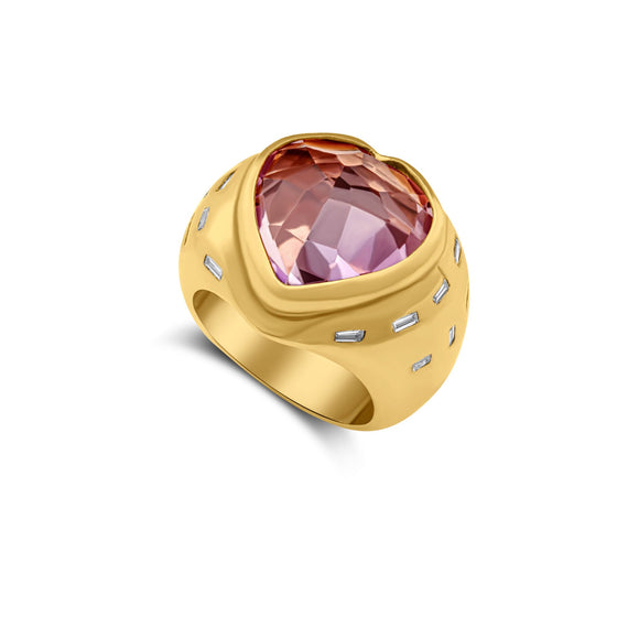 Diamanti Collection 18K Gold Heart Shaped Citrine & Diamond Ring - Nado's Jewellery