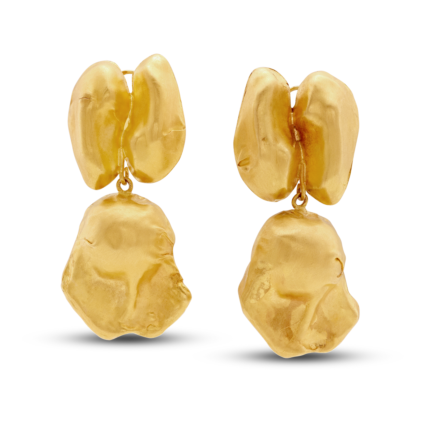 21K Gold Chunky Nut Dangle Drop Earrings - Nado's Jewellery