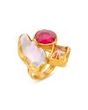 Pietre Collection 21K Gold & Citrine & Ruby & Pearl Terzine Ring - Nado's Jewellery