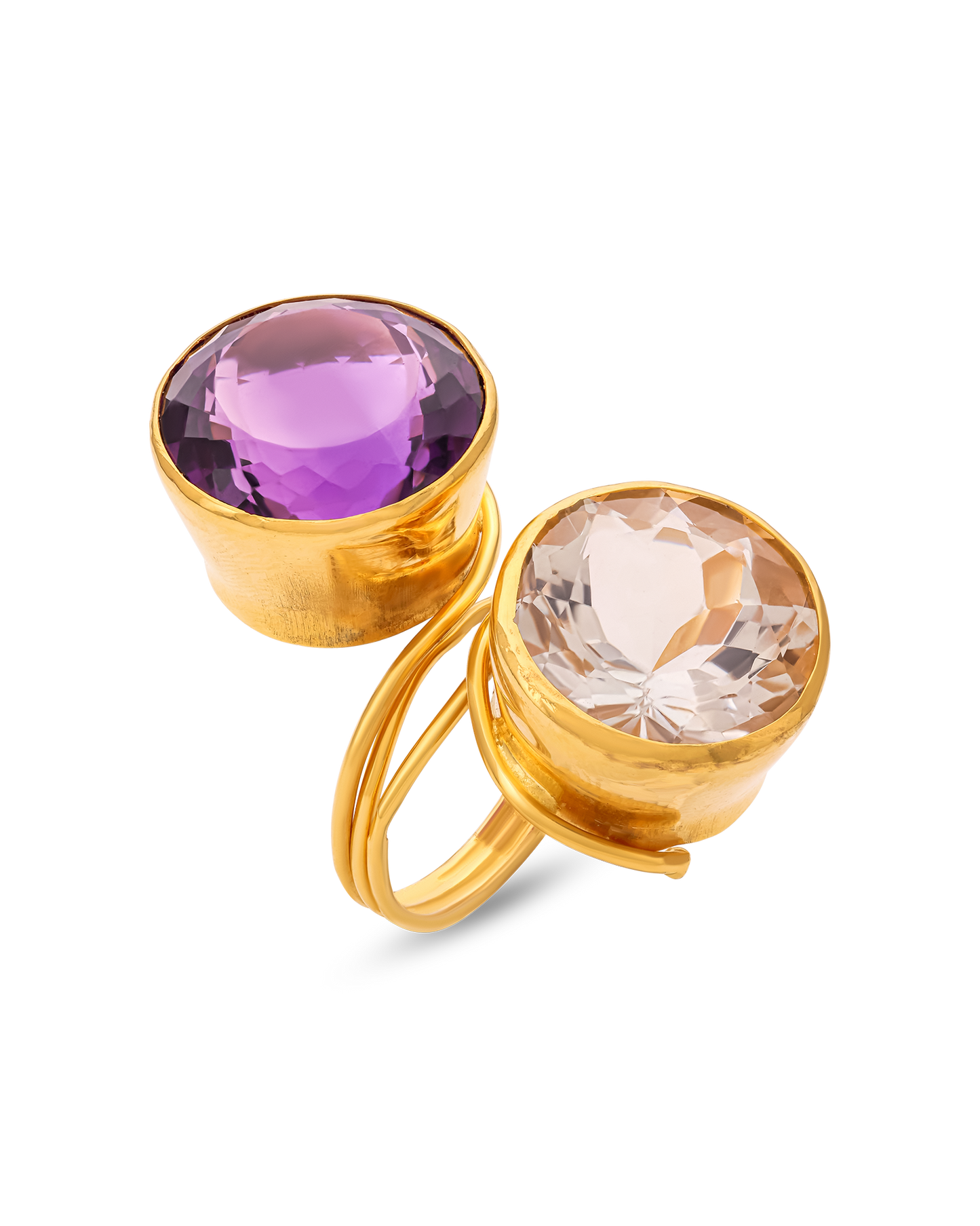 Pietre Collection 21K Gold & Citrine & Amethyst Sorelle Ring - Nado's Jewellery