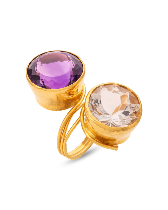 Pietre Collection 21K Gold & Citrine & Amethyst Sorelle Ring - Nado's Jewellery