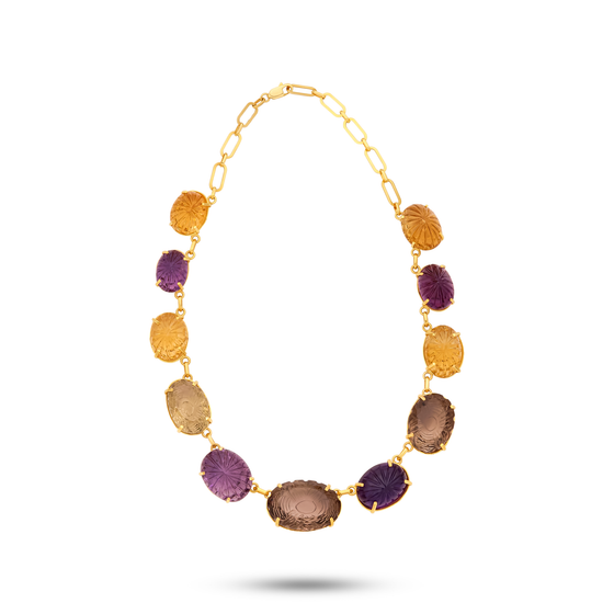 Pietre Collection 18K Gold, Citrine, Amethyst And Smoky Topaz Bonbon Necklace - Nado's Jewellery