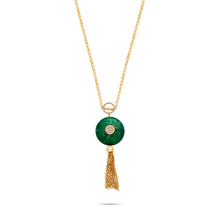  Diamanti Collection Necklace 18K Gold Green Agate Tassle Pendant - Nado's Jewellery