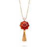 Diamanti Collection Necklace 18K Gold Red Agate Tassle Pendant - Nado's Jewellery