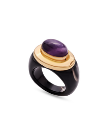  Pietre Collection 18K Gold Sfera Onyx Amethyst Ring - Nado's Jewellery