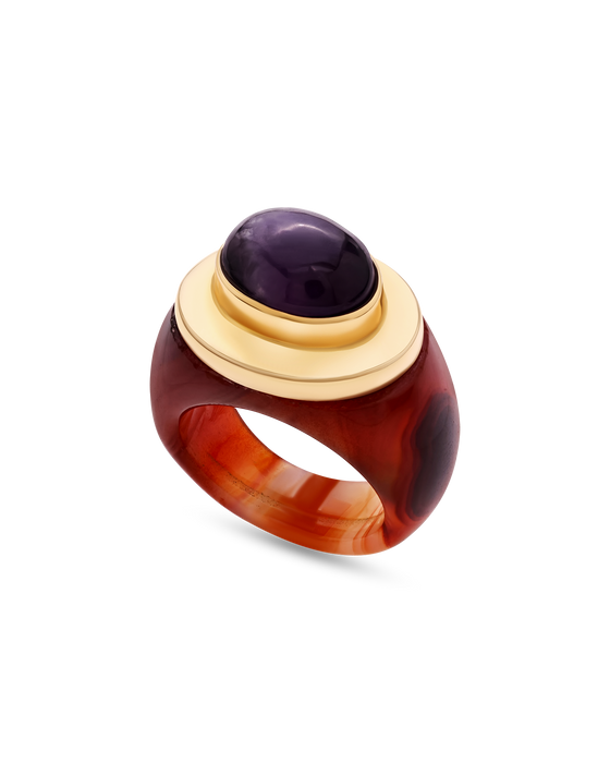 Pietre Collection 18K Gold Sfera Agate Ring - Nado's Jewellery