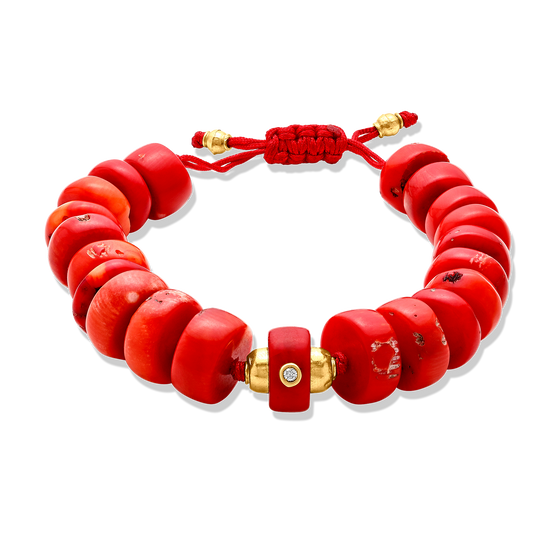 Pietre Collection 21K Gold Corallo Rosso Bracelet - Nado's Jewellery