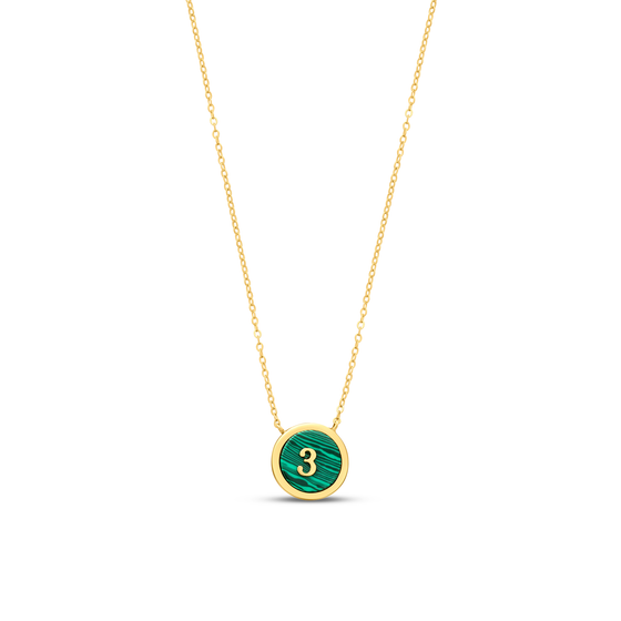 Tesoro Collection 18K Gold Malachite Numero Fortunato Three Necklace - Nado's Jewellery