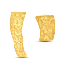  Tesoro Collection Earrings 21K Gold Hammered Double Curva Una Drop Earrings - Nado's Jewellery