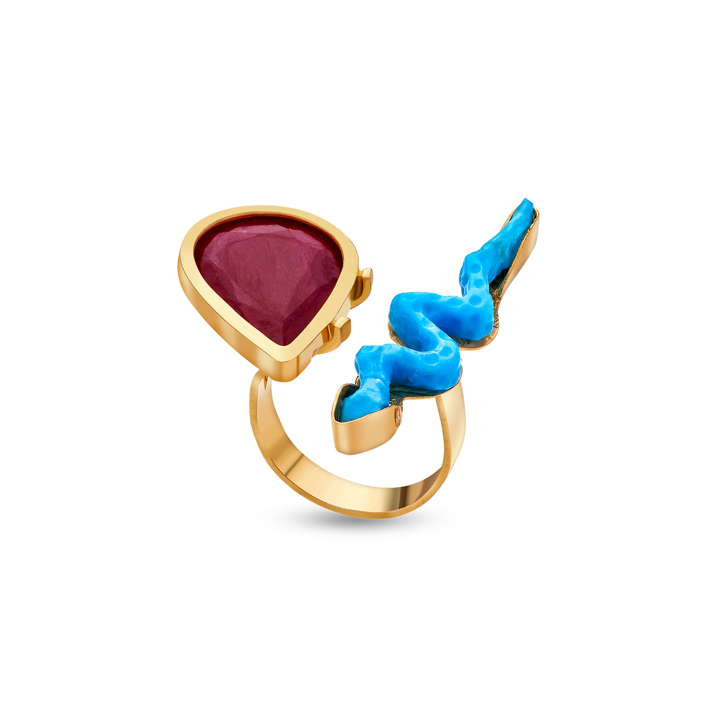 Pietre Collection 21K Gold Serpente Ruby Ring - Nado's Jewellery