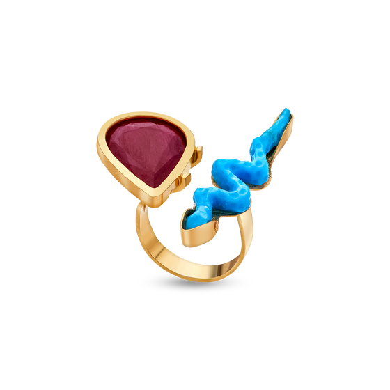 Pietre Collection 21K Gold Serpente Ruby Ring - Nado's Jewellery