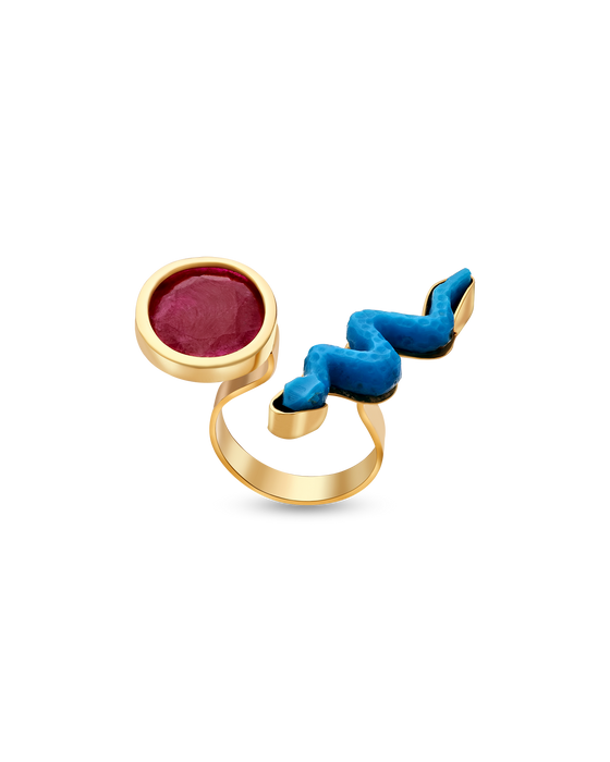Pietre Collection 21K Gold Serpente Ruby Ring - Nado's Jewellery