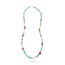  Turchese Collection 21K Gold Necklace With Coral, Turquoise, And Pearl Accents - Nado's Jewellery