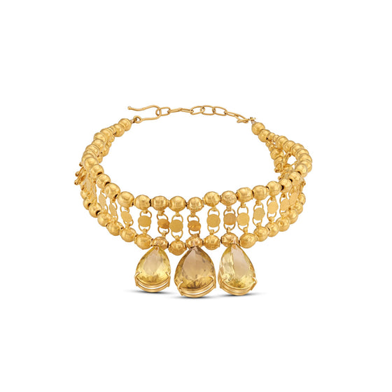 Pietre Collection 21K Gold Citrine Trio Teardrop Collier - Nado's Jewellery