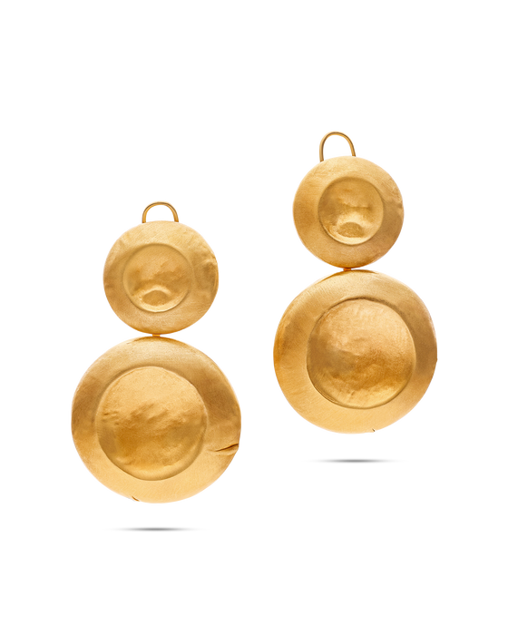 Tesoro Collection 21K Gold Pulsante Grande Earrings - Nado's Jewellery