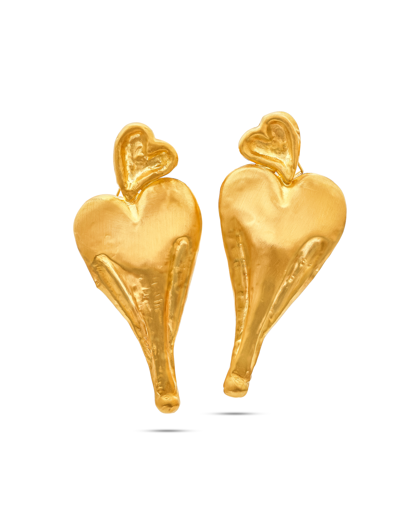 Tesoro Collection Earrings 21K Gold Heart Earrings - Nado's Jewellery