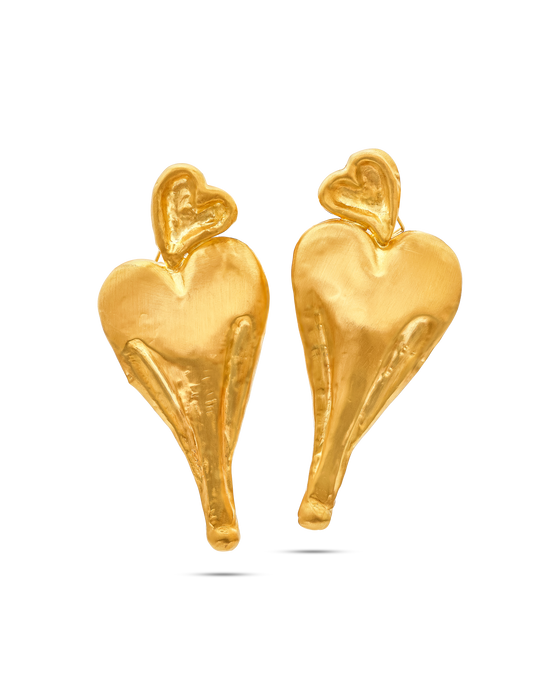 Tesoro Collection Earrings 21K Gold Heart Earrings - Nado's Jewellery