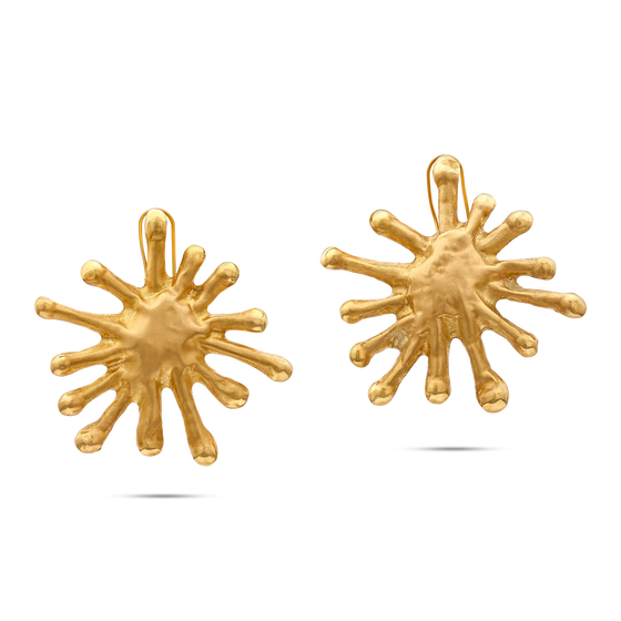 Tesoro Collection Earrings 21K Gold Sunburst Spikes Earrings - Nado's Jewellery