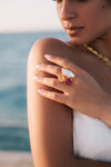 Pietre Collection 21K Gold & Citrine & Ruby & Pearl Terzine Ring - Nado's Jewellery