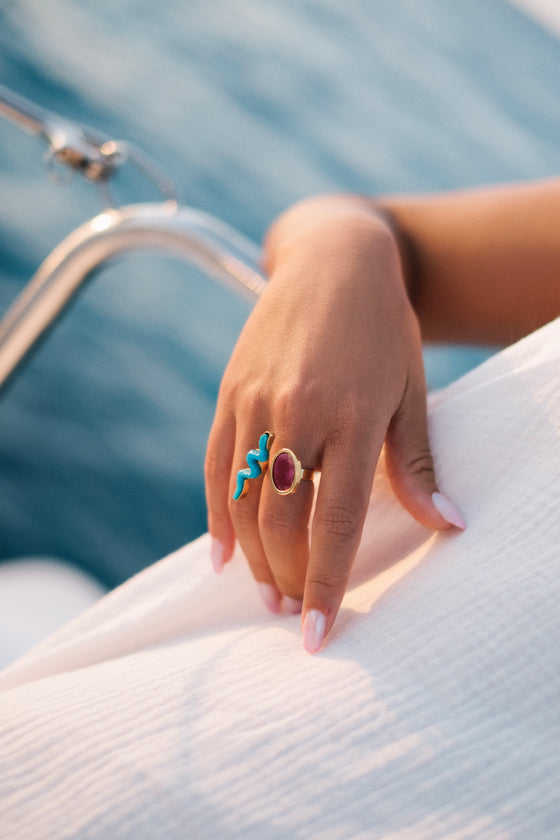 Pietre Collection 21K Gold Serpente Ruby Ring - Nado's Jewellery