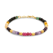  Pietre Collection Precious Stones 21K Gold Beaded Bracelet (Ruby/Peridot Done) (Multi-Colour/Sapphire/Jade/Labradorite/Agate Remaining) - Nado's Jewellery