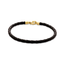  Terra Collection 18K Gold Braided Black Leather Bracelet Grande - Nado's Jewellery