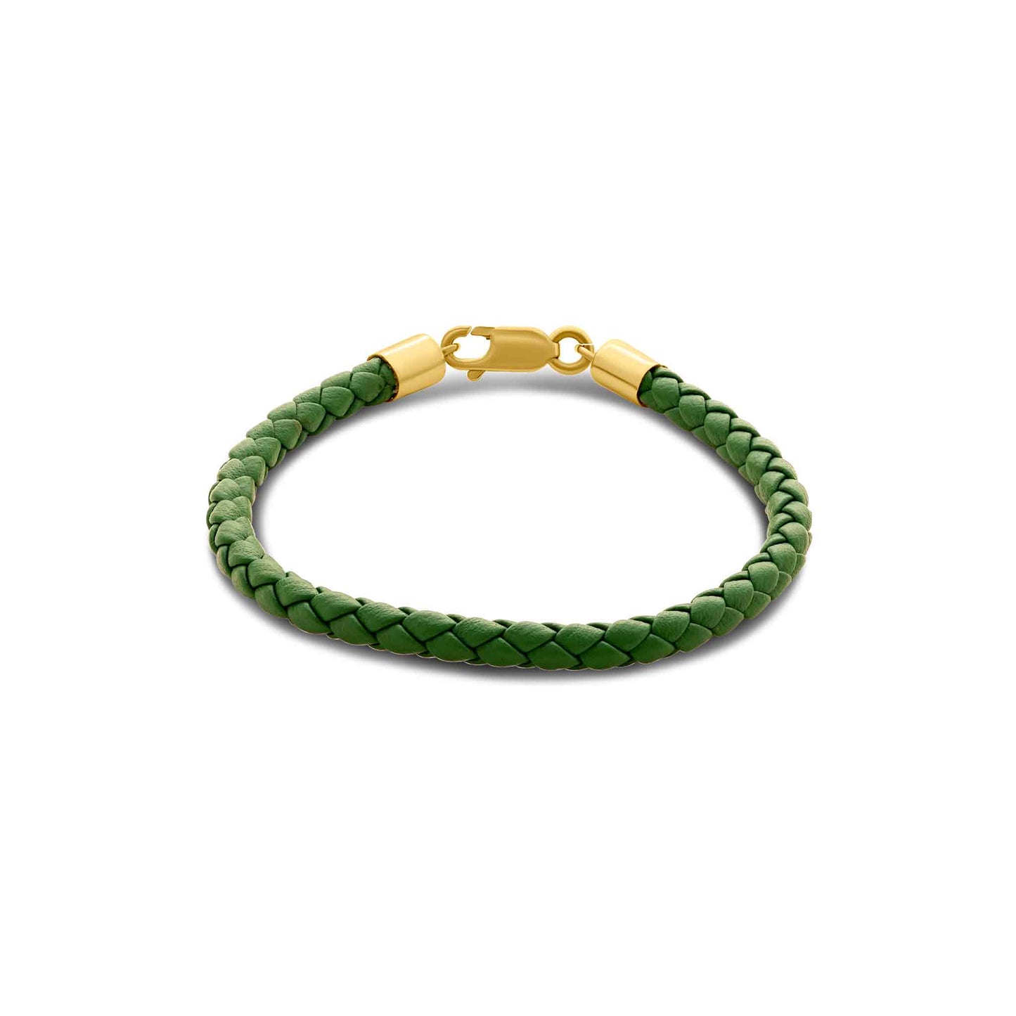 Terra Collection 18K Gold Braided Green Leather Bracelet Piccola - Nado's Jewellery