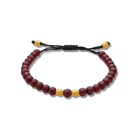 21K Gold Ruby Beaded Necklace With Adjustable String - Nado's Jewellery