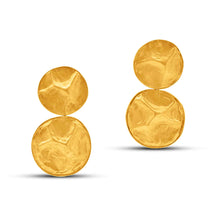  Tesoro Collection 21K Gold Two Circles Drop Earrings - Nado's Jewellery