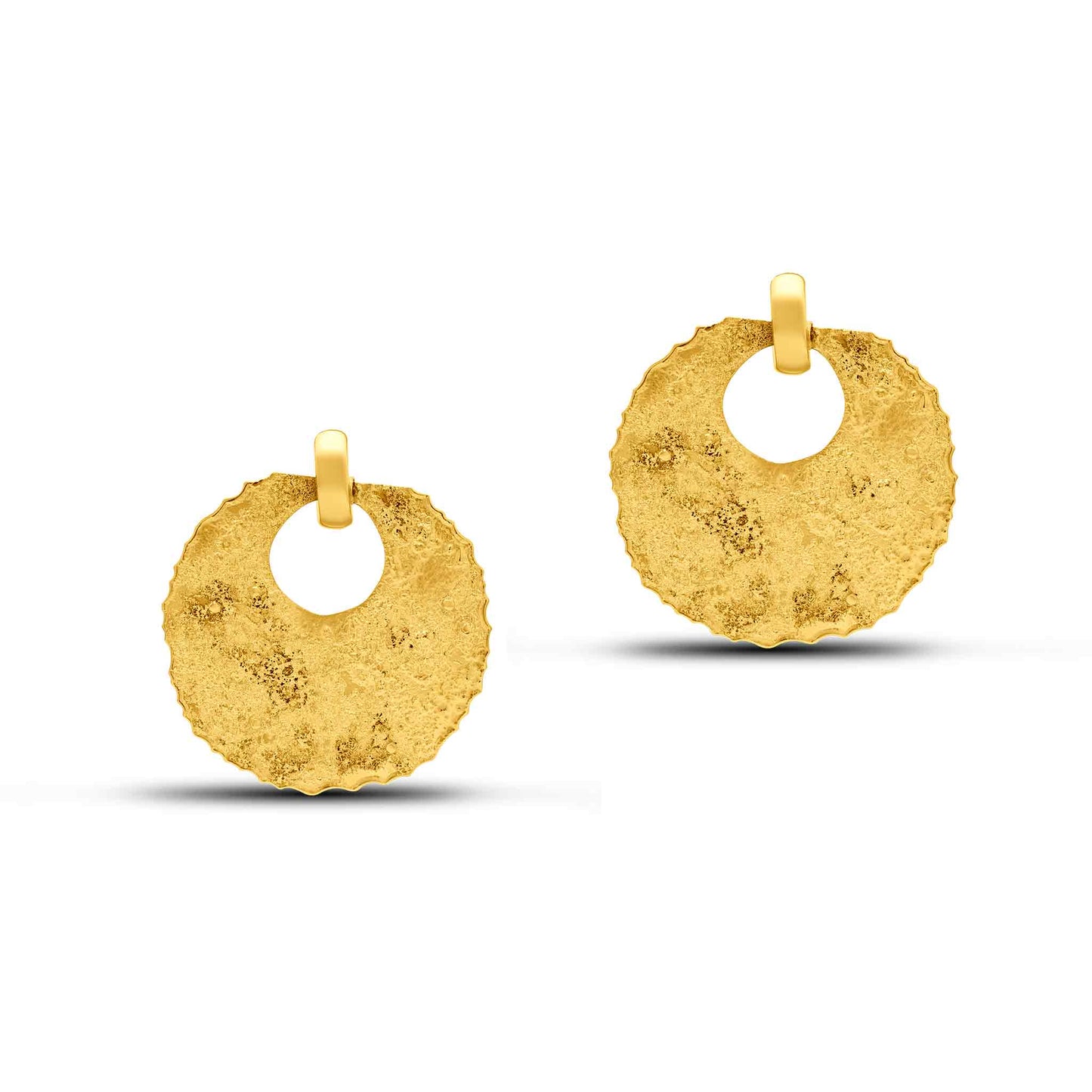 Tesoro Collection 21K Hammered Doorknocker Earrings - Nado's Jewellery