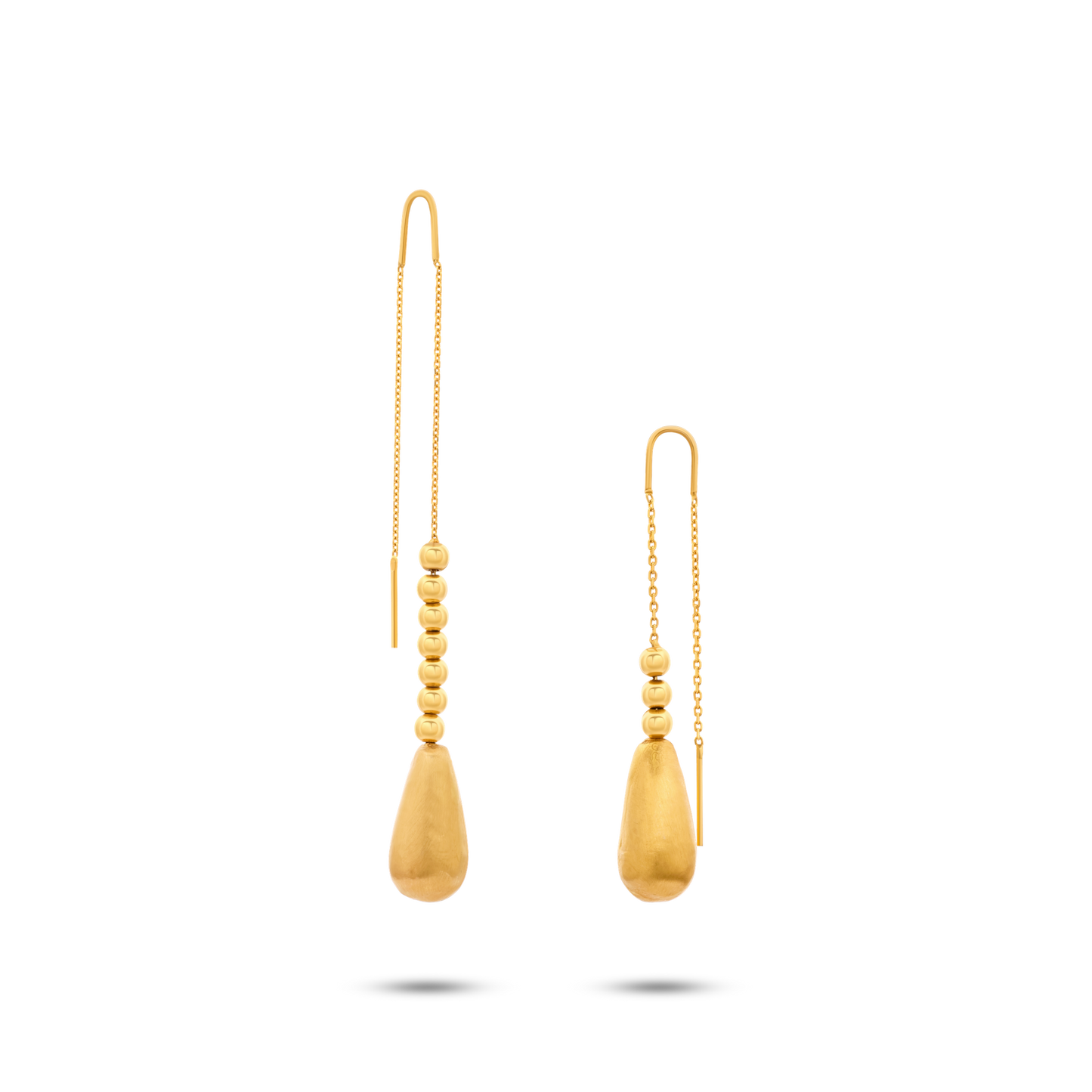 Tesoro Collectionn 21K Gold Threaded Drop Earrinngs Media - Nado's Jewellery