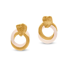  Pietre Collection 21K Gold White Onyx Ribbed Earrings - Nado's Jewellery