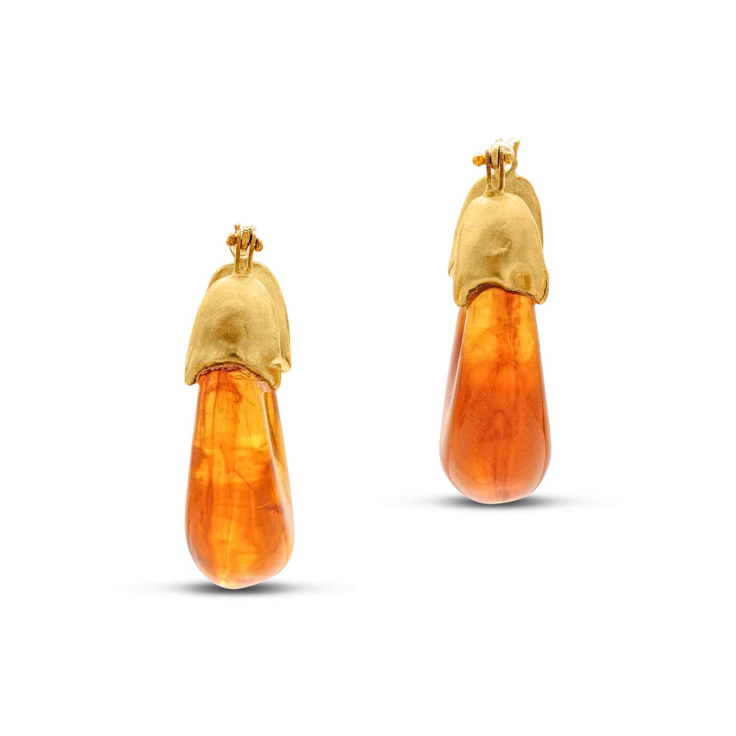 Pietre Collection 21K Gold Agate Hoop Earrings - Nado's Jewellery