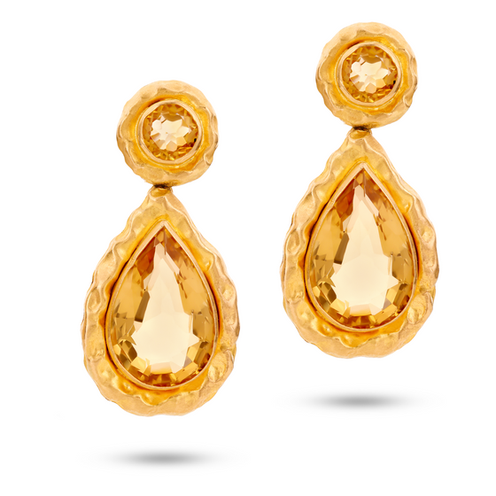21K Gold & Citrine Teardrop Earrings - Nado's Jewellery