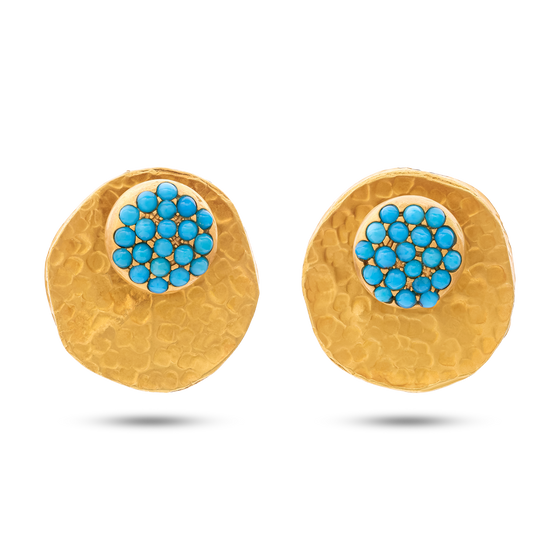 Turchese Collection 18Kgold And Turquise Cerchio Earrings - Nado's Jewellery