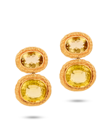  Pietre Collection 21K Gold Orecchini Pulsante Grande Con Citrino - Nado's Jewellery