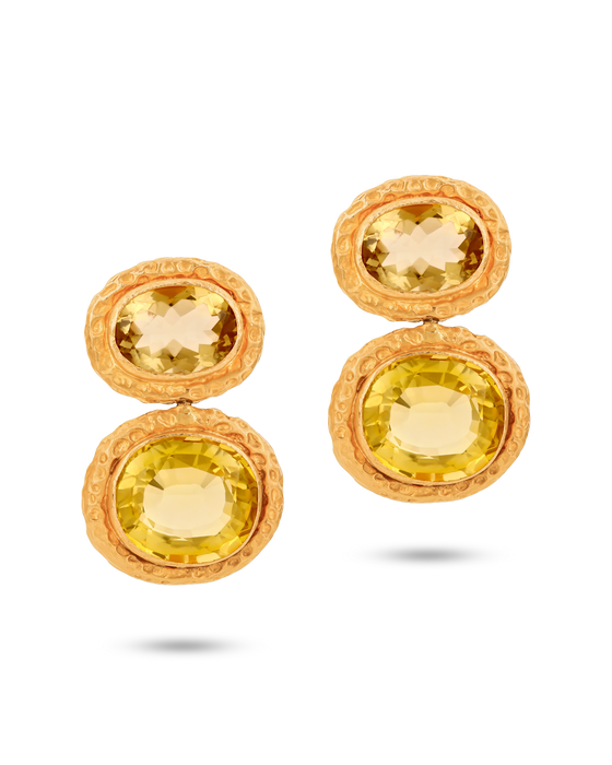 Pietre Collection 21K Gold Orecchini Pulsante Grande Con Citrino - Nado's Jewellery