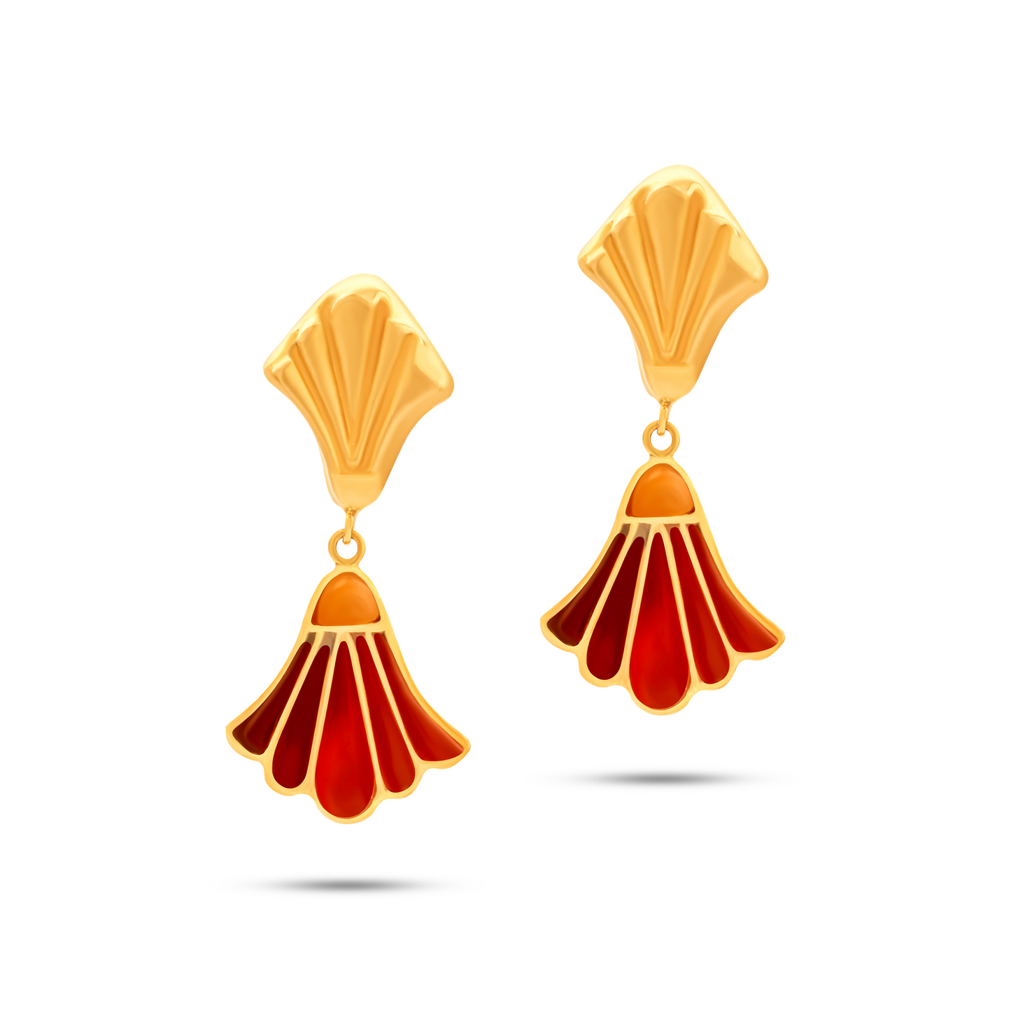 Lotus Collection Gold And Orange Agate Drop Earrings - Nado's Jewellery