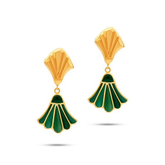 Lotus Collection Emerald And Gold Drop Earrings - Nado's Jewellery