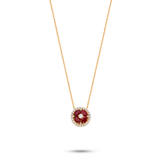 Diamanti Collection 18K Gold Rubino E Diamante Cerchio Pendant Necklace - Nado's Jewellery
