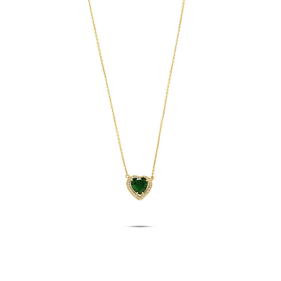Diamanti Collection 18K Gold Diamond & Emerald Heart Necklace - Nado's Jewellery