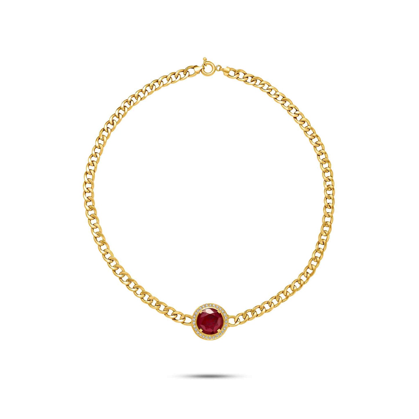 Diamanti Collection 21K Gold, Ruby & Diamonds Curb Link Choker - Nado's Jewellery