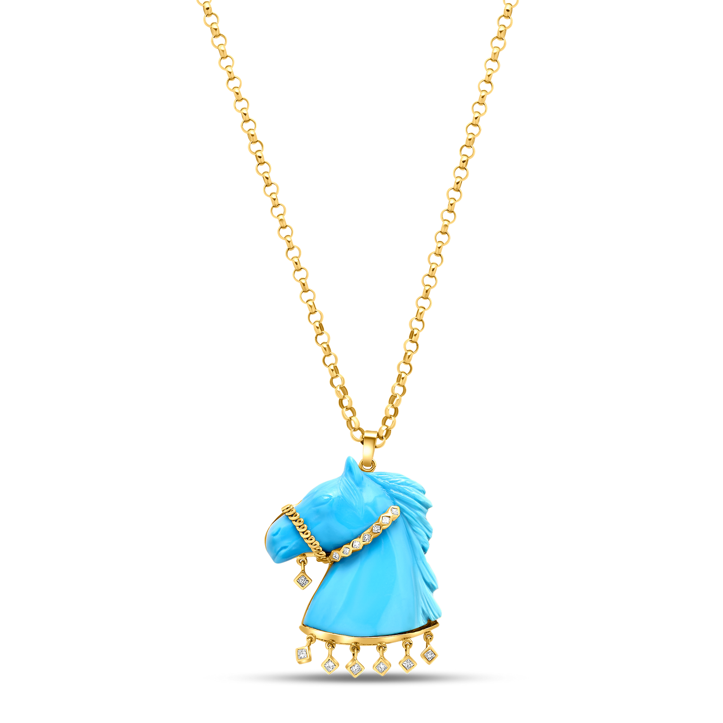 Pietre Collection 18K Gold Cavallo Blu Pendente Con Diamanti - Nado's Jewellery