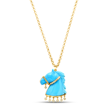  Pietre Collection 18K Gold Cavallo Blu Pendente Con Diamanti - Nado's Jewellery