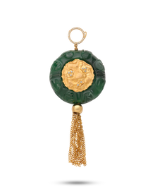  Pietre Collection 18K Gold Artigianato Coin Agata Verde Pendant - Nado's Jewellery