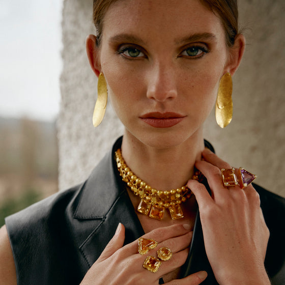 Pietre Collection 21K Gold Citrine Trio Collier - Nado's Jewellery