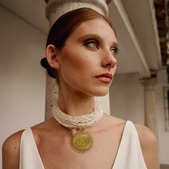 Perle Collection Multi-Strand Pearls & 21K Gold Coin Collier - Nado's Jewellery