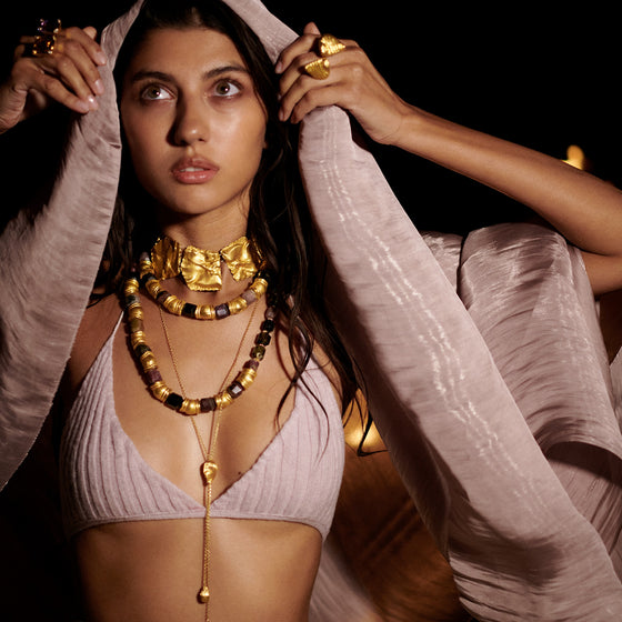 Pietre Collection 21K Gold & Tourmaline Perline Grande Necklace - Nado's Jewellery