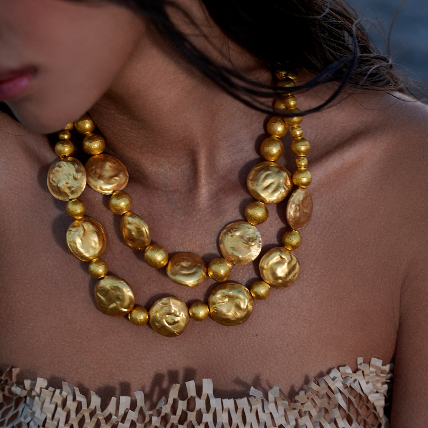 Tesoro Collection 21K Gold Two-Tier Multi-Sized Termes Collier - Nado's Jewellery